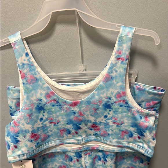 Athletic Blue and Pink Tie-Dye Tank Top and Shorts Set - Picture 3 of 8